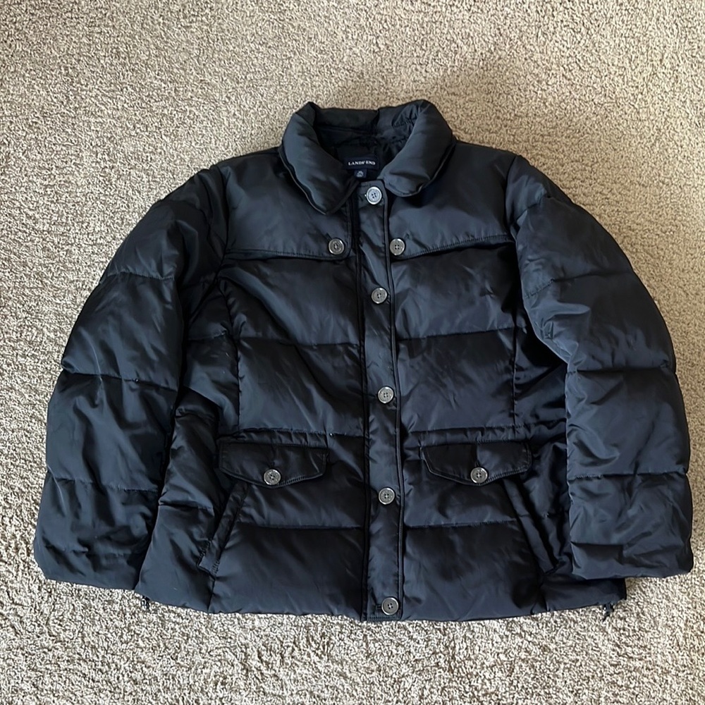 NWOT Lands End Black Down Puffer Jacket, Size XL